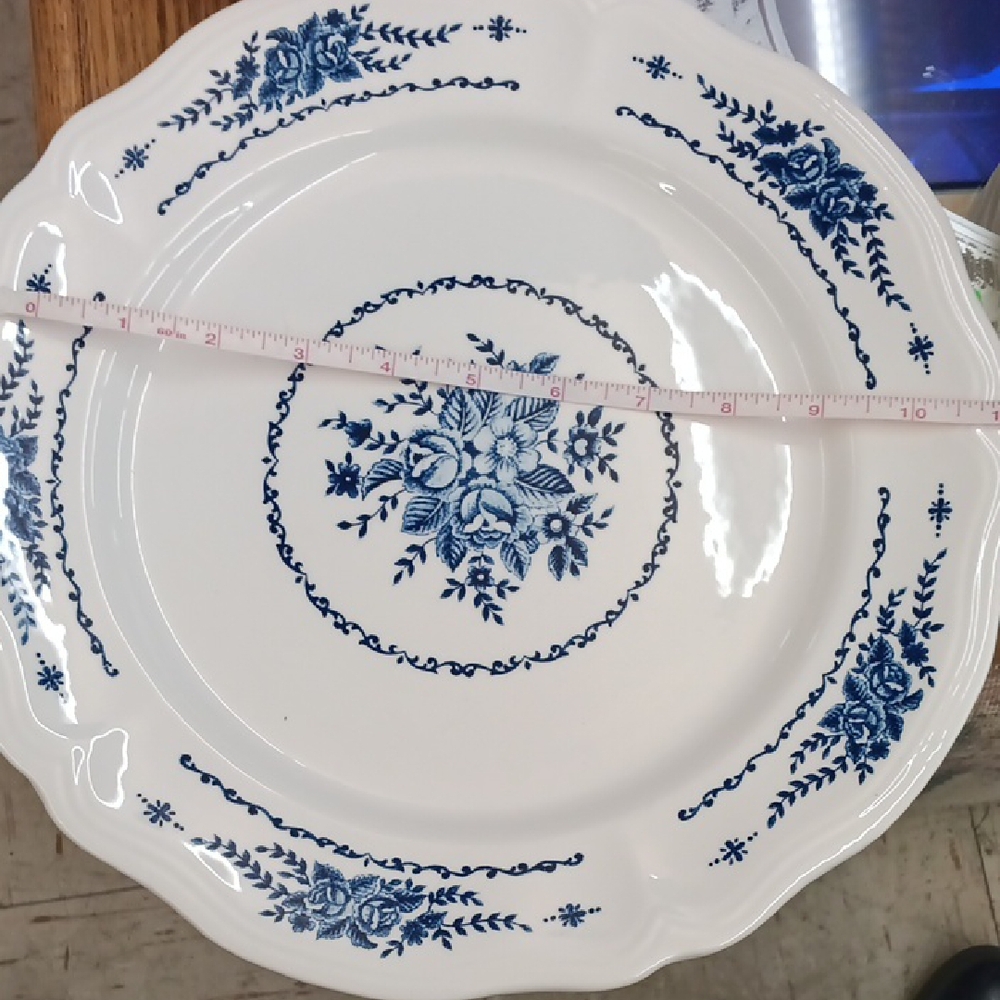 Blue Floral Dinner Plate 11 Inches Round Great Serving Dish